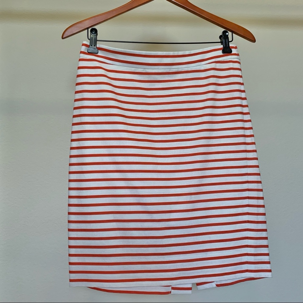 Pumpkin Horizontal Stripe Pencil Skirt